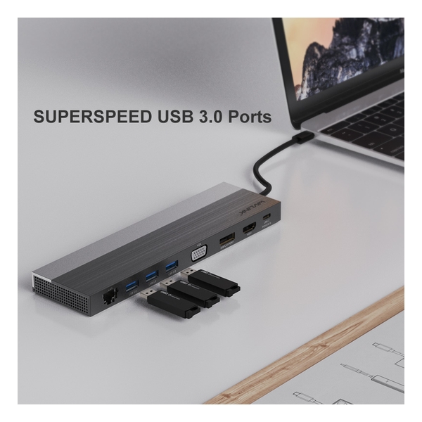 WAVLINK - USB-C 4K Triple Display PD Docking HDMI DP VGA