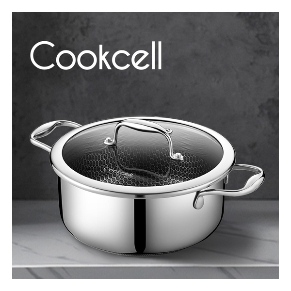 Cookcell - South Korea's sixth generation honeycomb stainless steel anti-stick soup pot (20cm Double Ears)