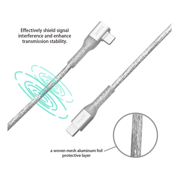 inno3C i-60C-20 Transparent Type-C to Type-C 60W L-shape Cable