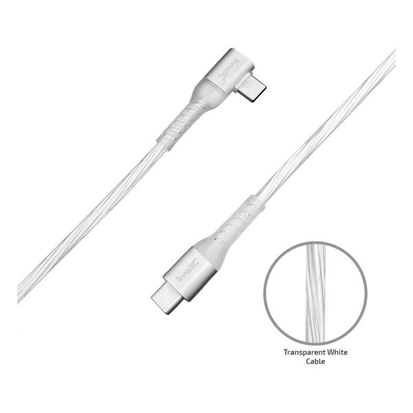 inno3C i-60CB-12 Transparent Type-C to Type-C 60W L-shape Cable 1.2M