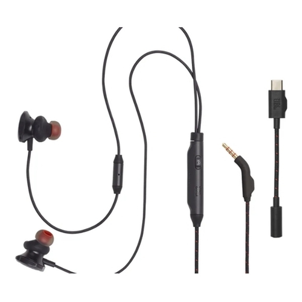 JBL - Quantum 50C Wired in-ear gaming headset with USB-C adapter (Black)