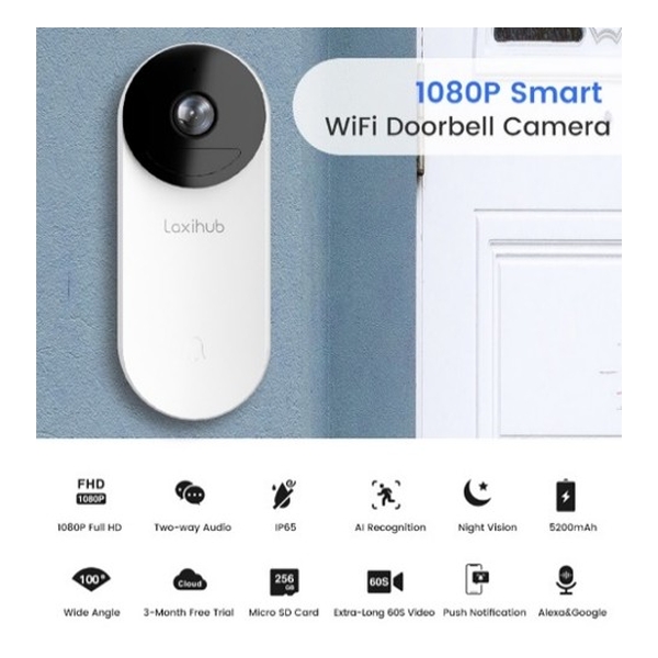 Laxihub -  BellCam 1080P  Wifi無線門鈴攝影機