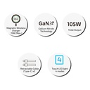 inno3C i-105C2 105W Qi2 + GaN 6-in-1 Wireless Fast Charging Dock with Build-in Retractable Cables