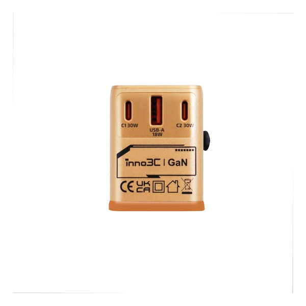 inno3C 30W GaN 3-Ports AC Socket Universal Travel Adaptor