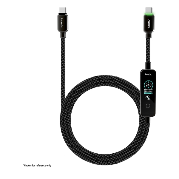 inno3C 240W TFT LCD Type-C to Type-C Data Transfer Charging Cable 120cm (Black)