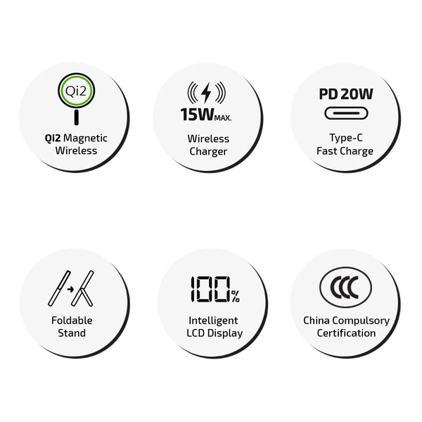 inno3C M0U Qi2 Ultra Slim Magnetic Wireless 5 in 1 Power Bank 5000mAh [CCC 3C Cert.]