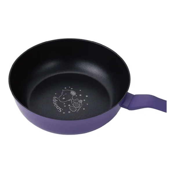 PEANUTS Foodgrade 28cm Deep Depth Frying Wok with Glass Lid