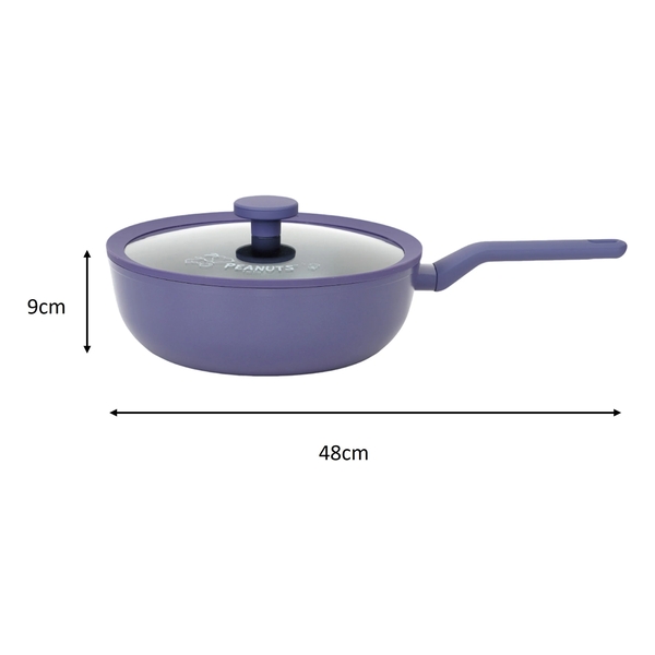 PEANUTS Foodgrade 28cm Deep Depth Frying Wok with Glass Lid