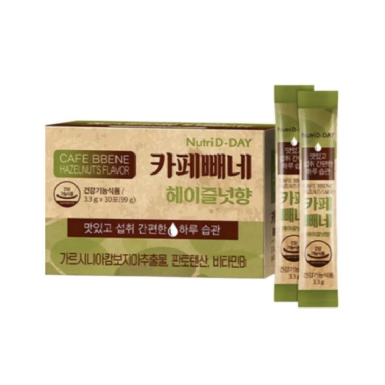 Nutri - D-Day - Hazelnuts Flavor The Real Diet Coffee(Green) 3.3g x 30pcs (Parallel Import)