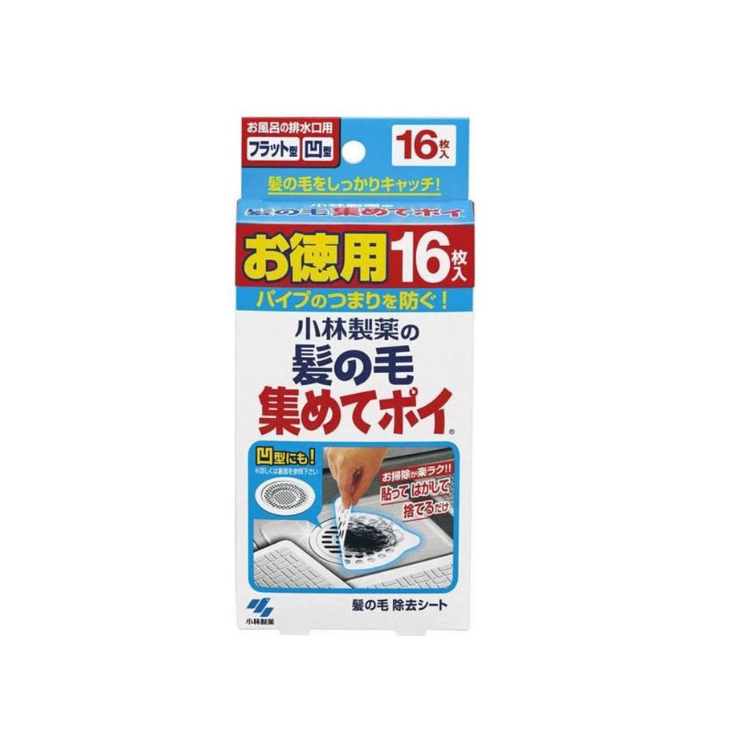 KOBAYASHI Pharmaceutical - Drain Hair Catching Sticker (16pcs/box) (Parallel Import)