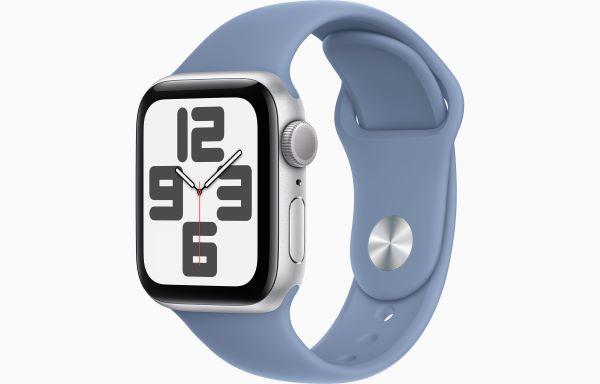 Apple Watch SE GPS 44mm Silver Aluminium Case with Storm Blue Sport Band 