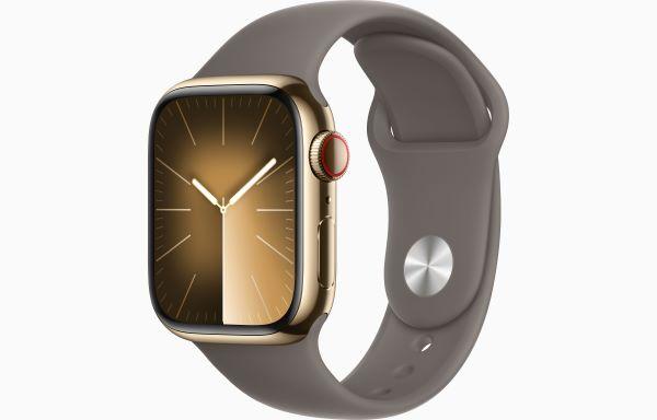 Apple Watch Series 9 GPS + Cellular 45mm Gold Stainless Steel Case with Clay Sport Band 