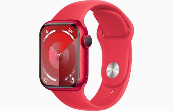 Apple Watch Series 9 GPS + Cellular 41mm Red Aluminium Case with Red Sport Band 