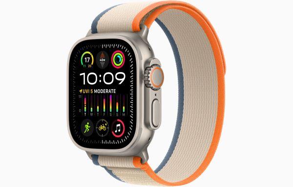 Apple Watch Ultra 2 GPS + Cellular, 49mm Titanium Case with Orange/Beige Trail Loop 