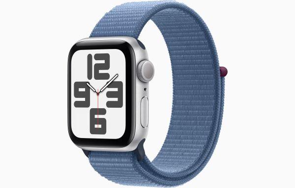 Apple Watch SE GPS + Cellular 44mm Silver Aluminium Case with Winter Blue Sport Loop