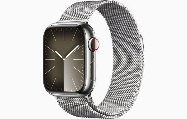 Apple Watch Series 9 GPS + Cellular 41mm Silver Stainless Steel Case with Silver Milanese Loop