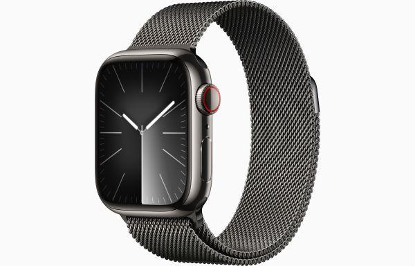 Apple Watch Series 9 GPS + Cellular 45mm Graphite Stainless Steel Case with Graphite Milanese Loop