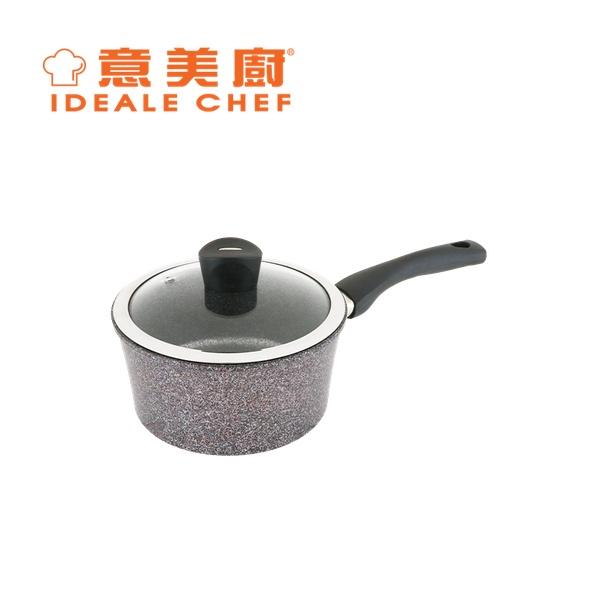意美廚韓國製SELECTED鋼化鑄鋁大理石紋易潔18X8.5CM/1.8L單柄煲連玻璃蓋 IC14318P