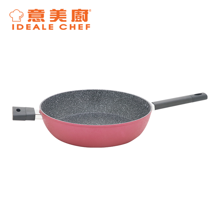 IDEALE CHEF FORGED ALUM NON-STICK ROUGH EFFECT 32X7.8CM DEEP FRYPAN (ICE RED)