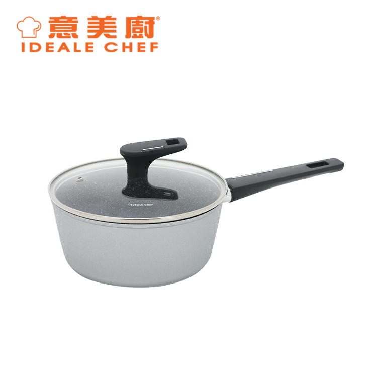 IDEALE CHEF FORGED ALUM NON-STICK ROUGH EFFECT 20X8.6CM SAUCEPAN W/LID (ICE SILVER)