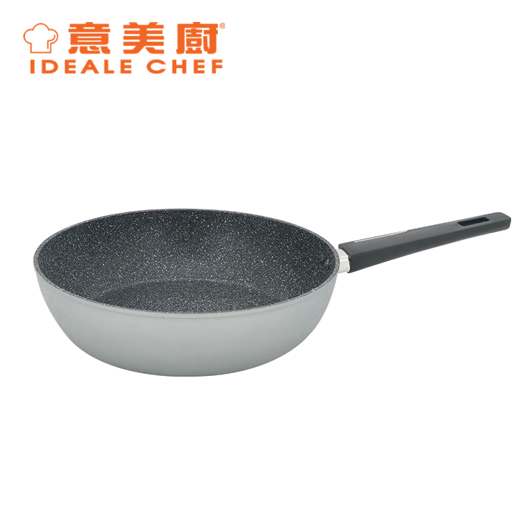 意美廚鍛造鑄鋁雲石紋易潔28X7.5CM單柄深煎鍋- 冰銀色 IC31328T