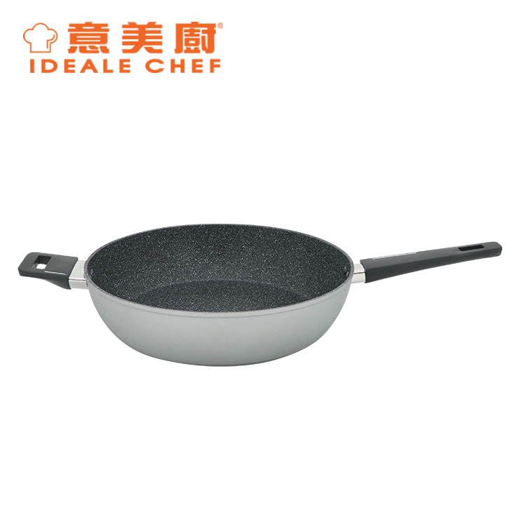IDEALE CHEF FORGED ALUM NON-STICK ROUGH EFFECT 32X7.8CM DEEP FRYPAN (ICE SILVER) IC31332T
