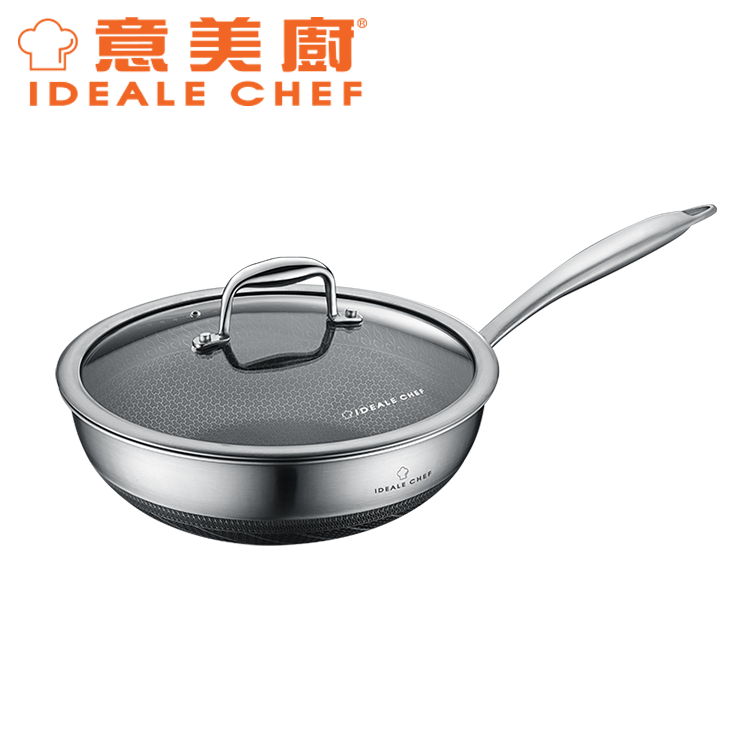 IDEALE CHEF MIX SUS316 3PLY DEEP FRYPAN W/GLASS LID (26X8.5CM)(2.5MM)