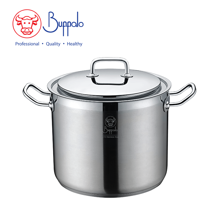 BUFFALO EXCITE 24X20CM/8.5L S/ST CAPSULATED BOTTOM HIGH STOCKPOT WITH S/ST LID