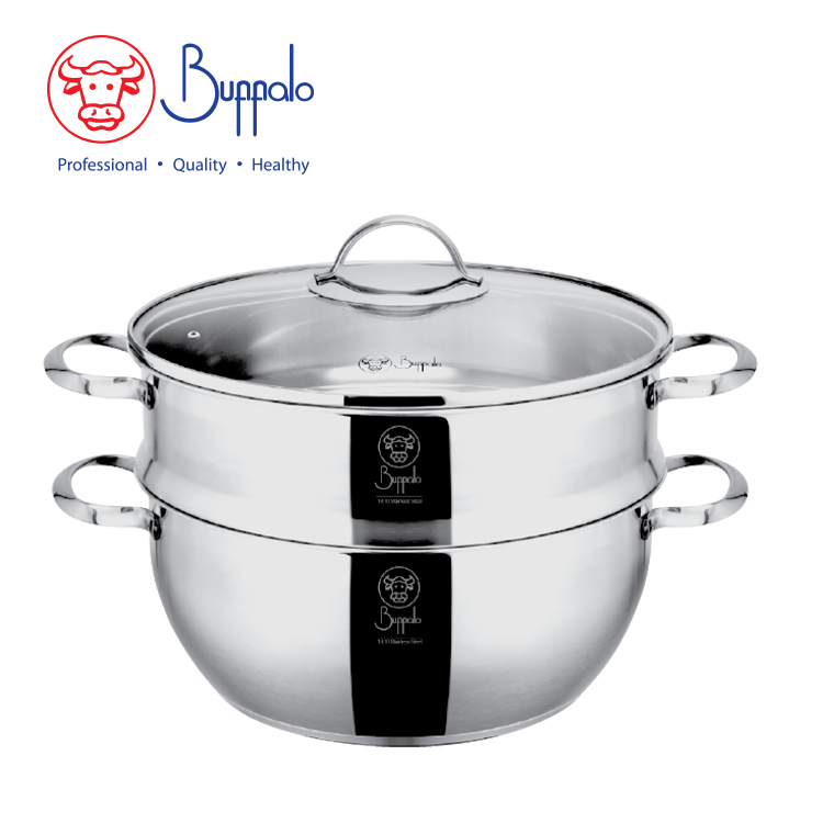 BUFFALO PRO COOK S/ST FUNCTIONAL POT WITH GLASS LID (28X12CM/6L)