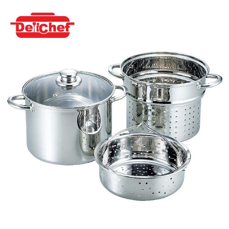 DELICHEF STOCKPOT WITH PASTA INSERT AND STEAMER BASKET (22X16.2CM/5.5L)