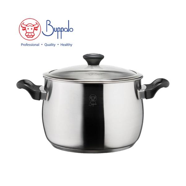 BUFFALO PRECIOUS S/ST HIGH  STOCKPOT WITH GLASS LID (24X17CM/8.05L)