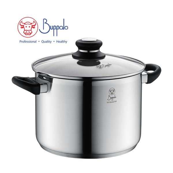 BUFFALO SIMPLE COOK S/ST HIGH STOCKPOT W/GLASS LID (26X18CM/8.8L)(0.7MM)