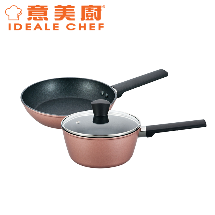 IDEALE CHEF FORGED ALUM NON-STICK COOKWARE 3-PC SET (20X8.8CM/2.14L SAUCEPAN W/GLASS LID + 20CM FRYP