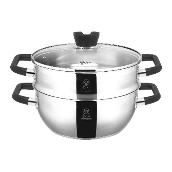 BUFFALO S/ST CAPSULAED BOTTOM FUNCTIONAL BOILER WITH STEAMER AND GLASS LID (28X12CM/6L) PSBF-0428S