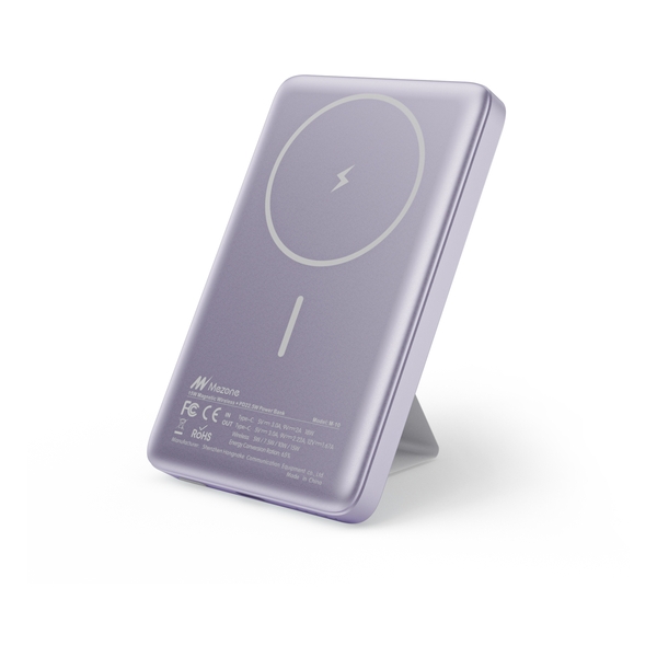 •	Mezone Magnetic Wireless Quick Charging Power Bank, 5000mAh - Purple