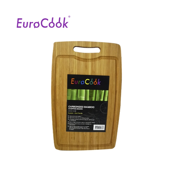 EURO COOK RECT. CARBONIZED BAMBOO CUTTING BOARD WITH PIT (38X24X1.8CM) EC02CB3824