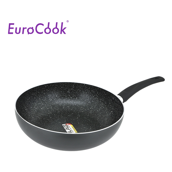 EURO COOK 黑色雲石紋易潔單柄炒鍋 - 黑色