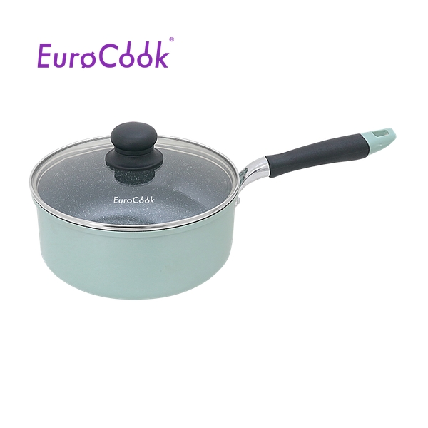 EuroCook - FINE II Marbling Non-Stick Saucepan w/ Glass Lid 20cm / 2.8L - Aqua Blue EC22320P