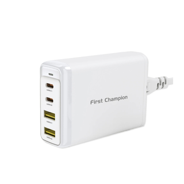 First Champion GaN Desktop Charger - 140W - UPC140PD2C2A, USB-Cx2 & USBx2, UK Plug
