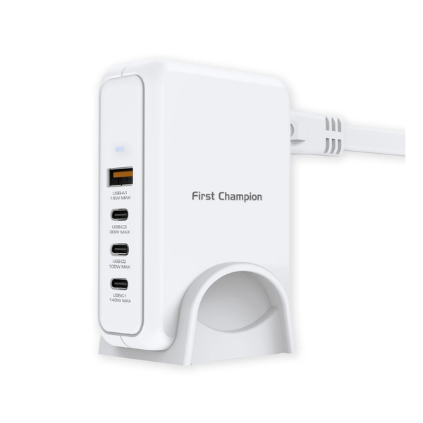 First Champion USB 桌上 氮化鎵(GaN) 快速充電器 140W 支援 USB-C & USB-A, UPC140PD3C1A