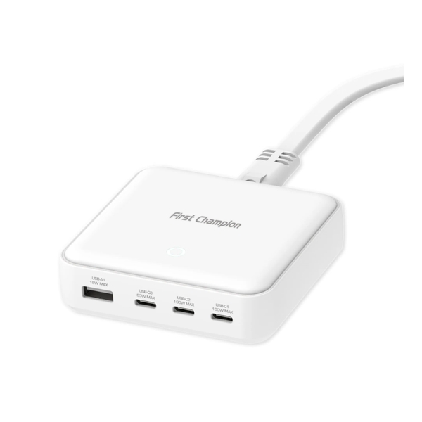 First Champion USB 桌上 氮化鎵(GaN) 快速充電器 100W 支援 USB-C & USB-A, UPC100PD3C1A