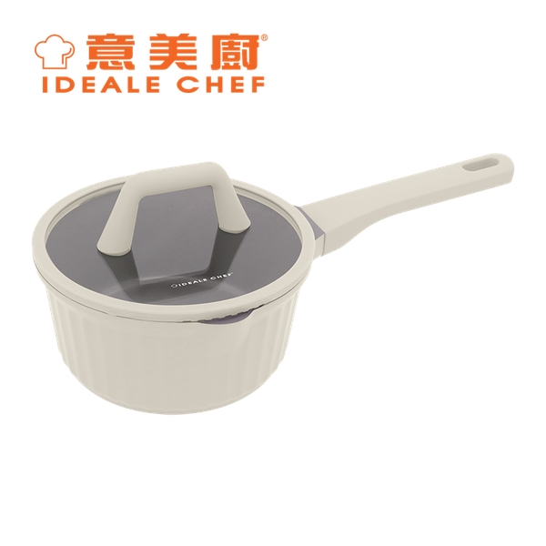 IDEALE CHEF - CANDY II Die Casting Ceramic Non-Stick Aluminium Saucepan w/ Glass Lid 18 x 8.5cm / 1.7L IC18118P