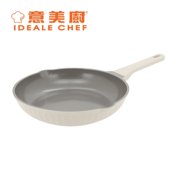 意美廚CANDY II 鋼化鑄鋁陶瓷易潔 28X5.5CM/2.1L單柄煎鍋-淺灰 IC18128F