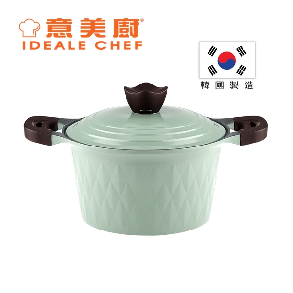 IDEALE CHEF - Korea CRYSTAL II Die-Cast Aluminium Titanium Coated Non-Stick Stockpot w/ Lid 24cm / 5.2L (IC17624S)