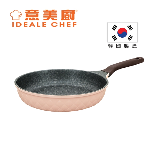 意美廚韓國製CRYSTAL II 鋼化鑄鋁鈦塗層 28CM單柄煎鍋- 粉紅色 (IC17628F)