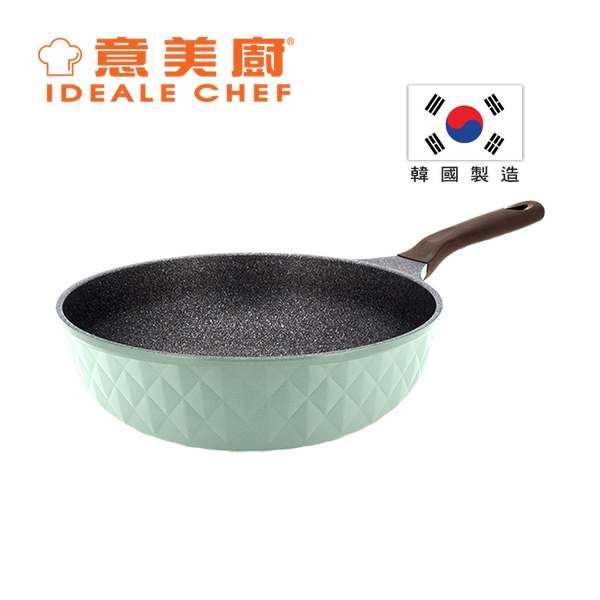 IDEALE CHEF - Korea CRYSTAL II Die-Cast Aluminium Titanium Coated Non-Stick Fry Wok 30 x 9.9cm - Green (IC17630W)