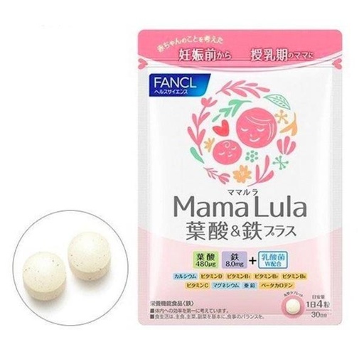 [116F0055] FANCL - Mama Lula Folic acid & iron plus About (30 Days) 120 tablets (Parallel Import)