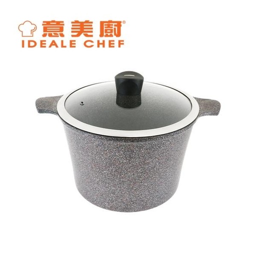 [138F0040] IDEALE CHEF KOREA SELECTED DIE-CAST CURLING NON-STICK 24X15.8CM/5.8L HIGH STOCKPOT W/GLASS LID