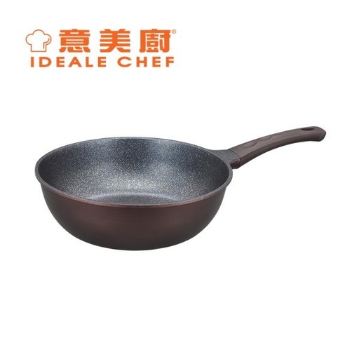 [138F0042] IDEALE CHEF KOREA PLUS DIE-CAST CURLING NON-STICK 28X8.0CM DEEP FRYPAN (BROWN)