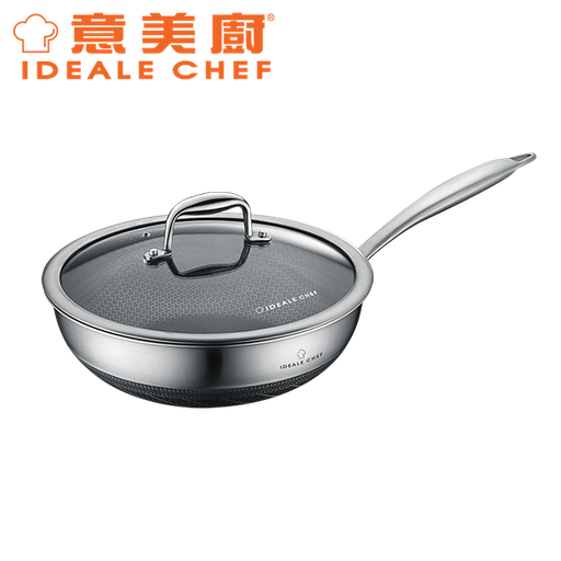 [138F0088] IDEALE CHEF MIX SUS316 3PLY DEEP FRYPAN W/GLASS LID (26X8.5CM)(2.5MM)